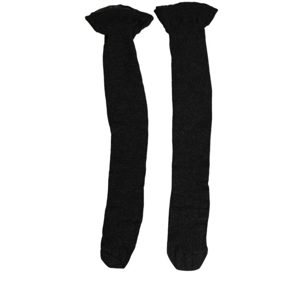 Dolce & Gabbana Black Wool Logo Calf Long Women Accessory Women's Socks